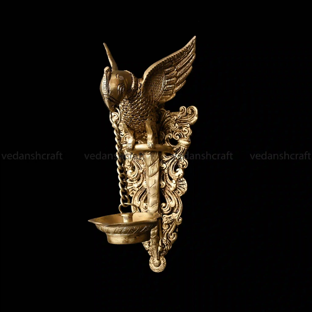 Brass Parrot Wall Hanging With Bell (16 Inch) Vedansh Craft