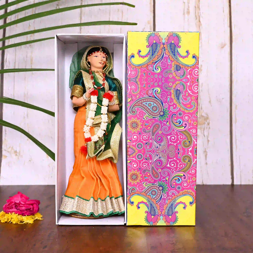 Handmade Rajasthani Bridal Doll In Banarasi Saree (10.5 Inch) Vedansh Craft