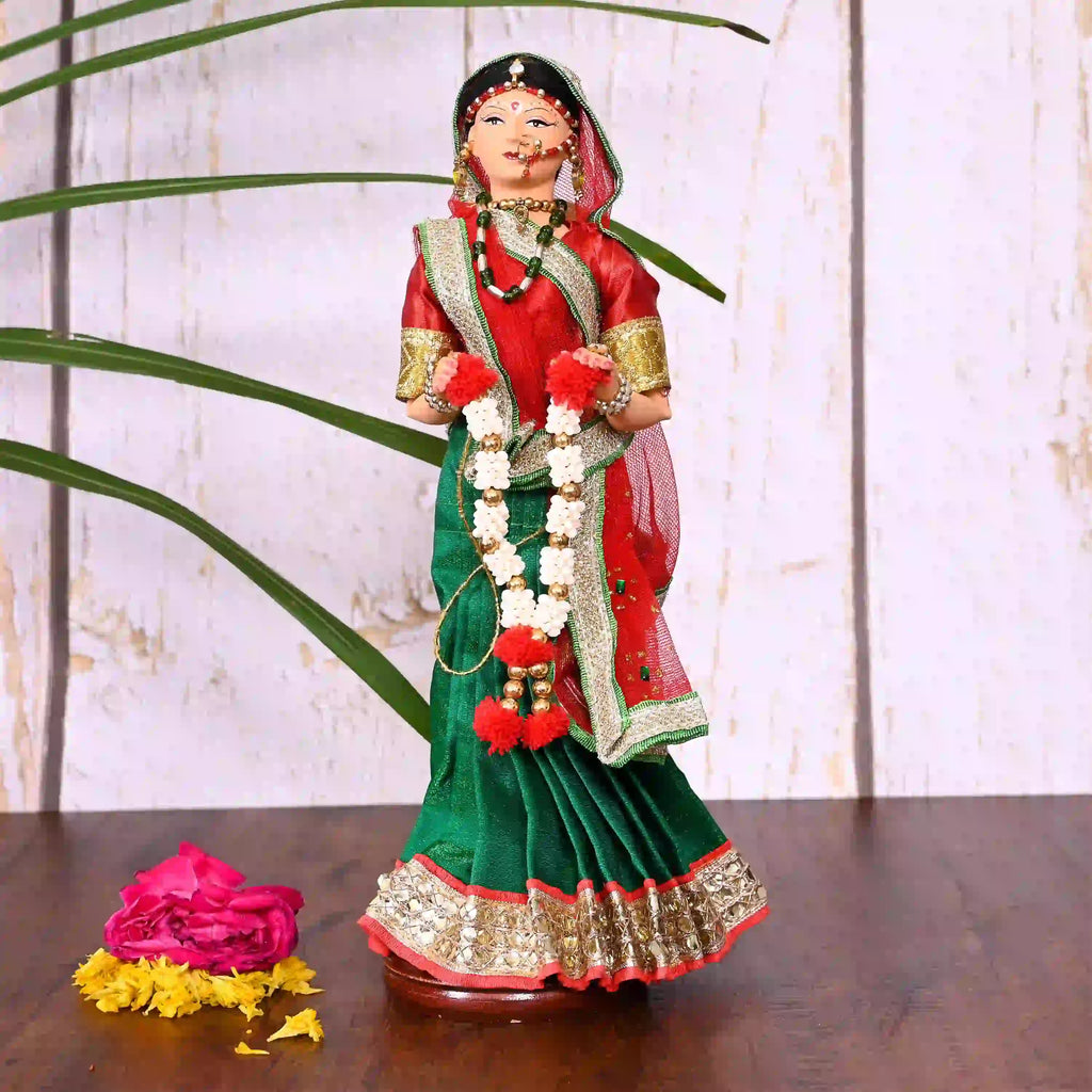 Handmade Rajasthani Bridal Doll In Banarasi Saree (10.5 Inch) Vedansh Craft