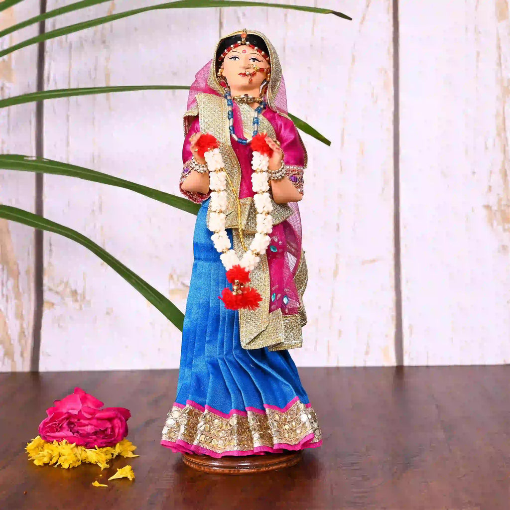 Handmade Rajasthani Bridal Doll In Banarasi Saree (10.5 Inch) Vedansh Craft