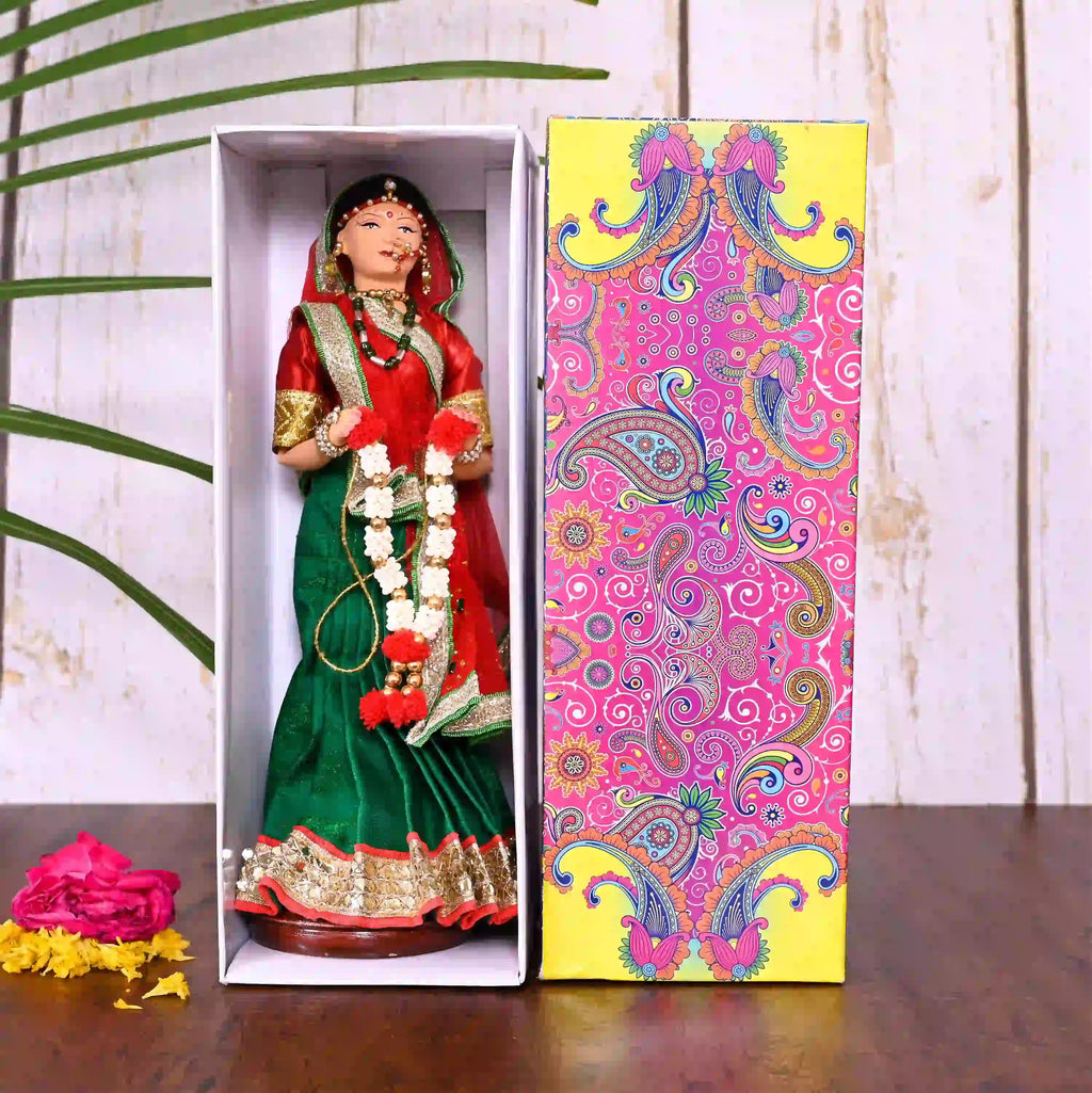 Handmade Rajasthani Bridal Doll In Banarasi Saree (10.5 Inch) Vedansh Craft