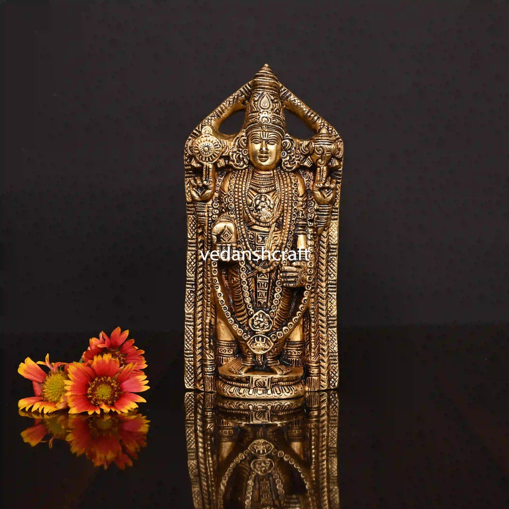 Brass Superfine Tirupati Balaji/Venkateshwar Idol Wall Hanging (7.5 Inch) Vedansh Craft