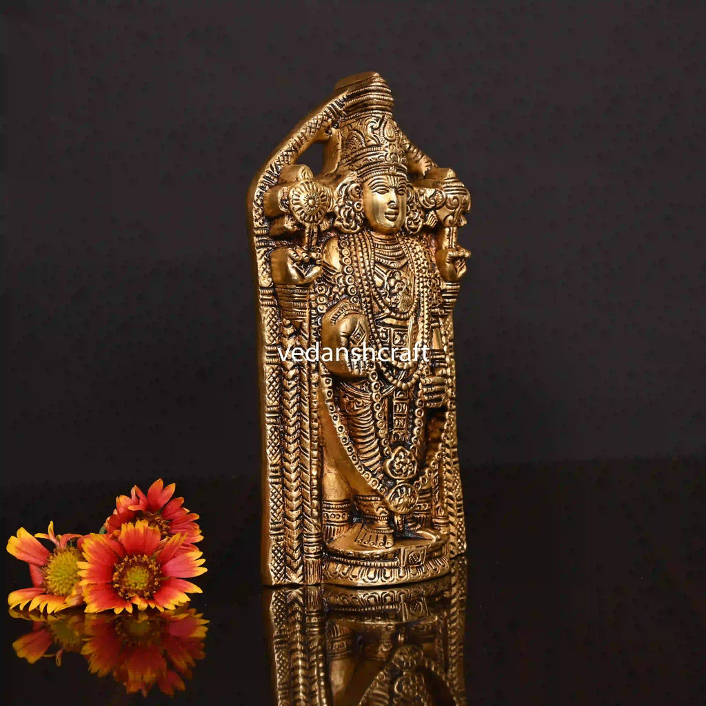 Brass Superfine Tirupati Balaji/Venkateshwar Idol Wall Hanging (7.5 Inch) Vedansh Craft