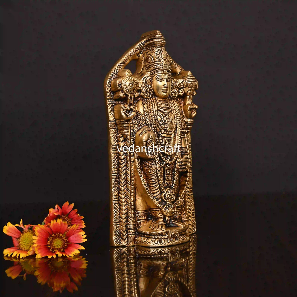 Brass Superfine Tirupati Balaji/Venkateshwar Idol Wall Hanging (7.5 Inch) Vedansh Craft