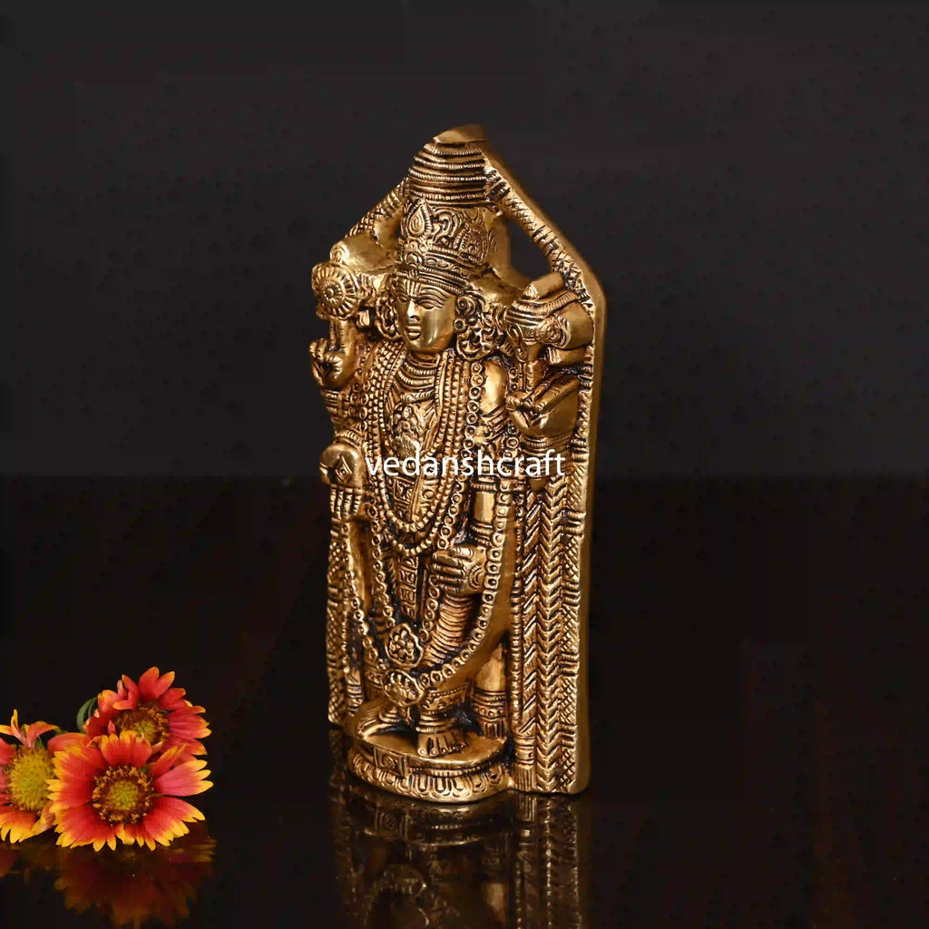 Brass Superfine Tirupati Balaji/Venkateshwar Idol Wall Hanging (7.5 Inch) Vedansh Craft