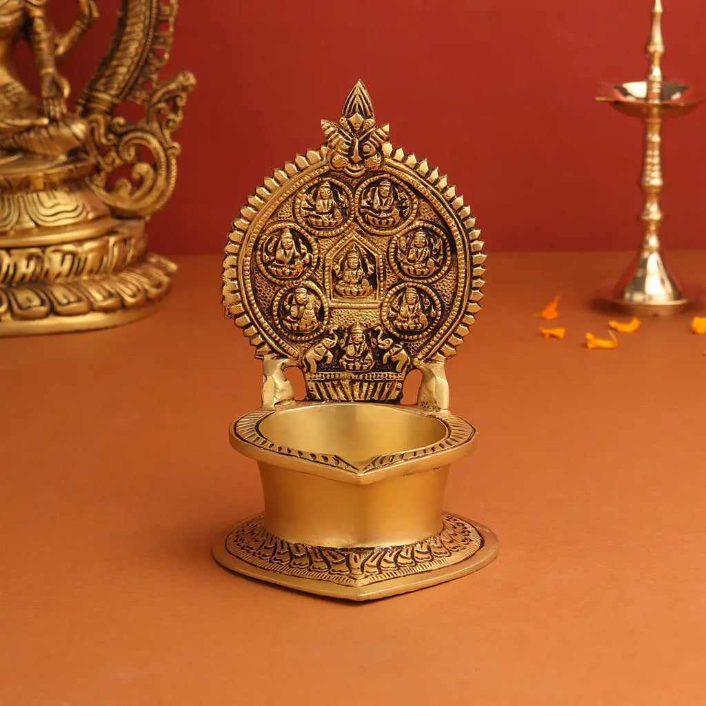 Brass Ashtalakshmi Diya (7 Inch) Vedansh Craft