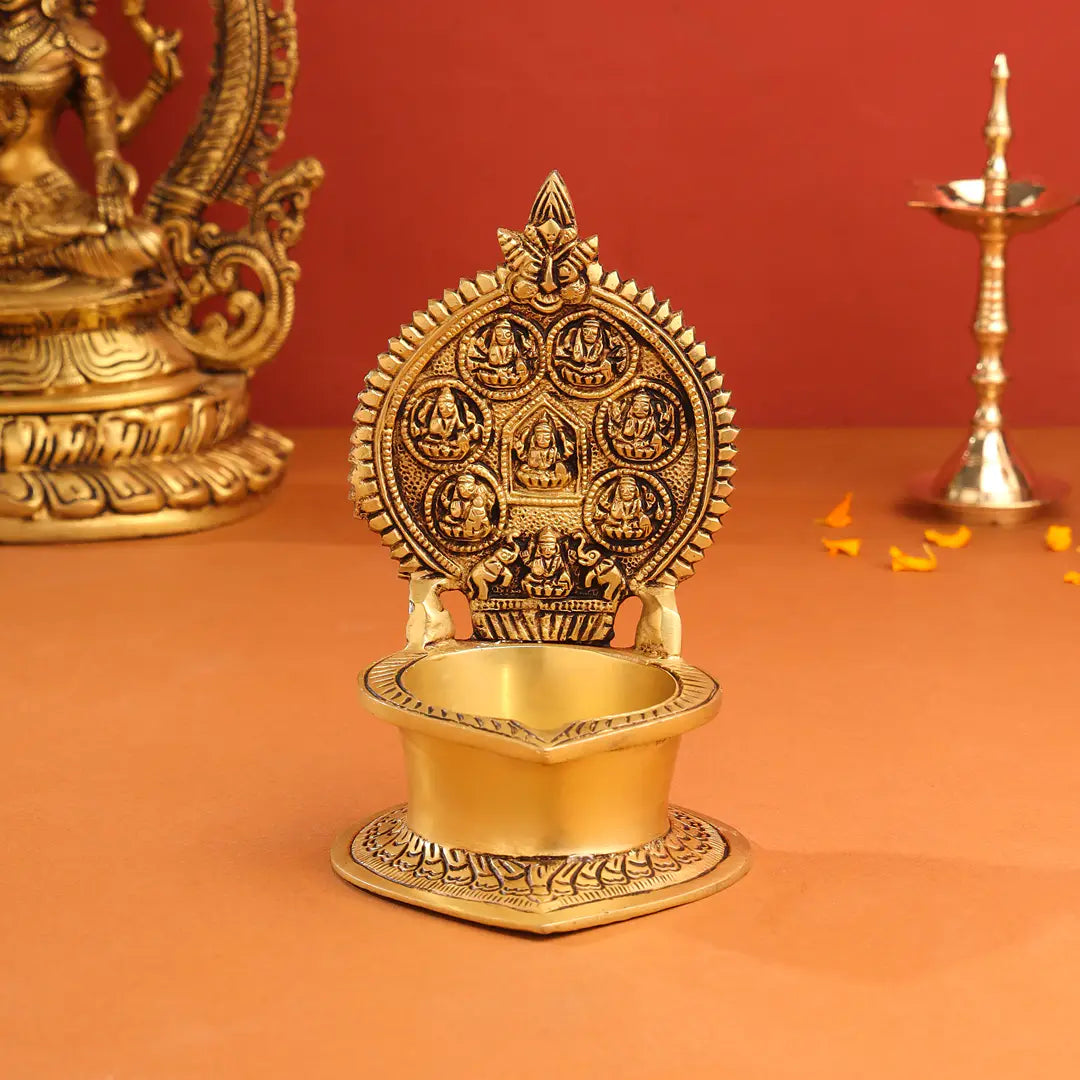 Brass Ashtalakshmi Diya (7 Inch) Vedansh Craft