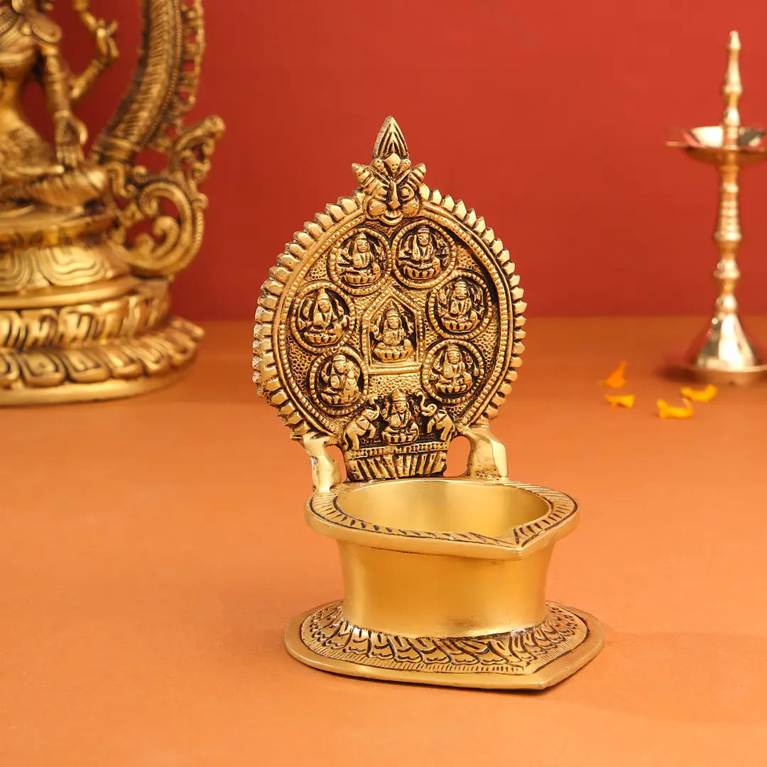 Brass Ashtalakshmi Diya (7 Inch) Vedansh Craft