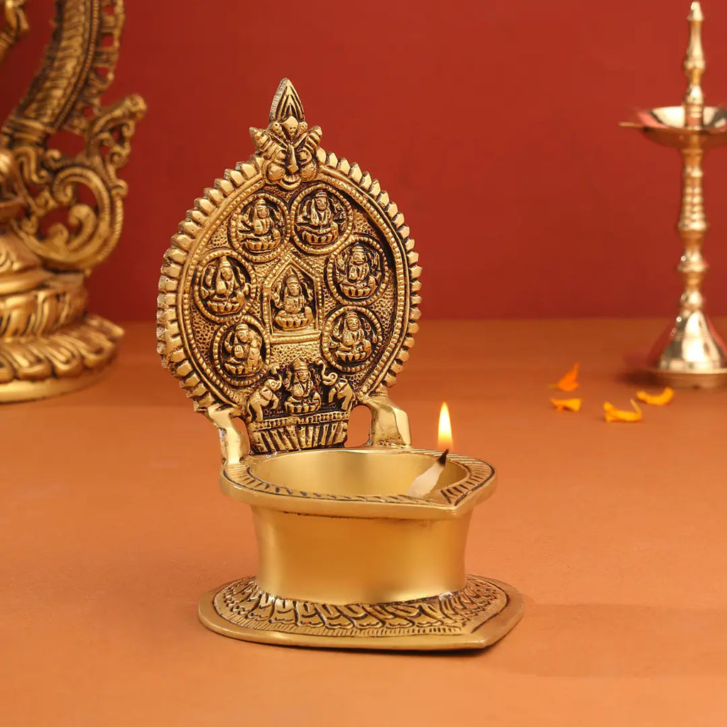Brass Ashtalakshmi Diya (7 Inch) Vedansh Craft
