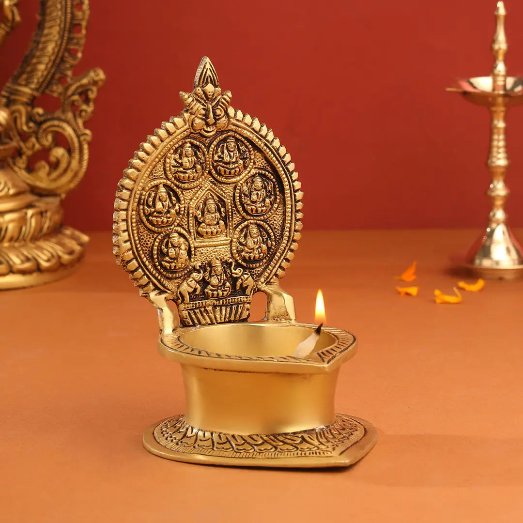 Brass Ashtalakshmi Diya (7 Inch) Vedansh Craft