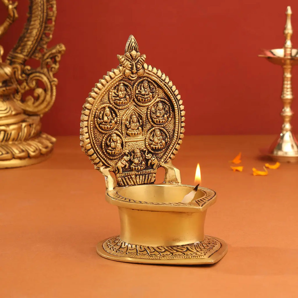 Brass Ashtalakshmi Diya (7 Inch) Vedansh Craft