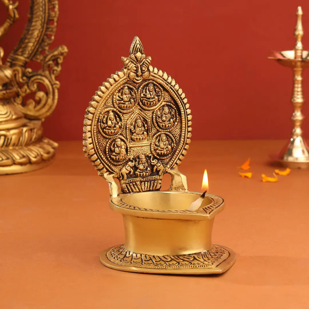 Brass Ashtalakshmi Diya (7 Inch) Vedansh Craft