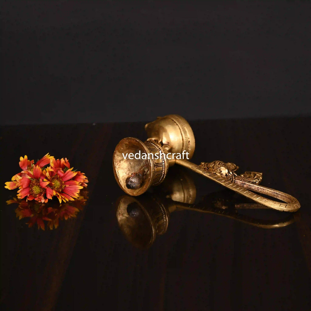 Brass Ethnic Peacock Diya With Bell (4.5 Inch) Vedansh Craft