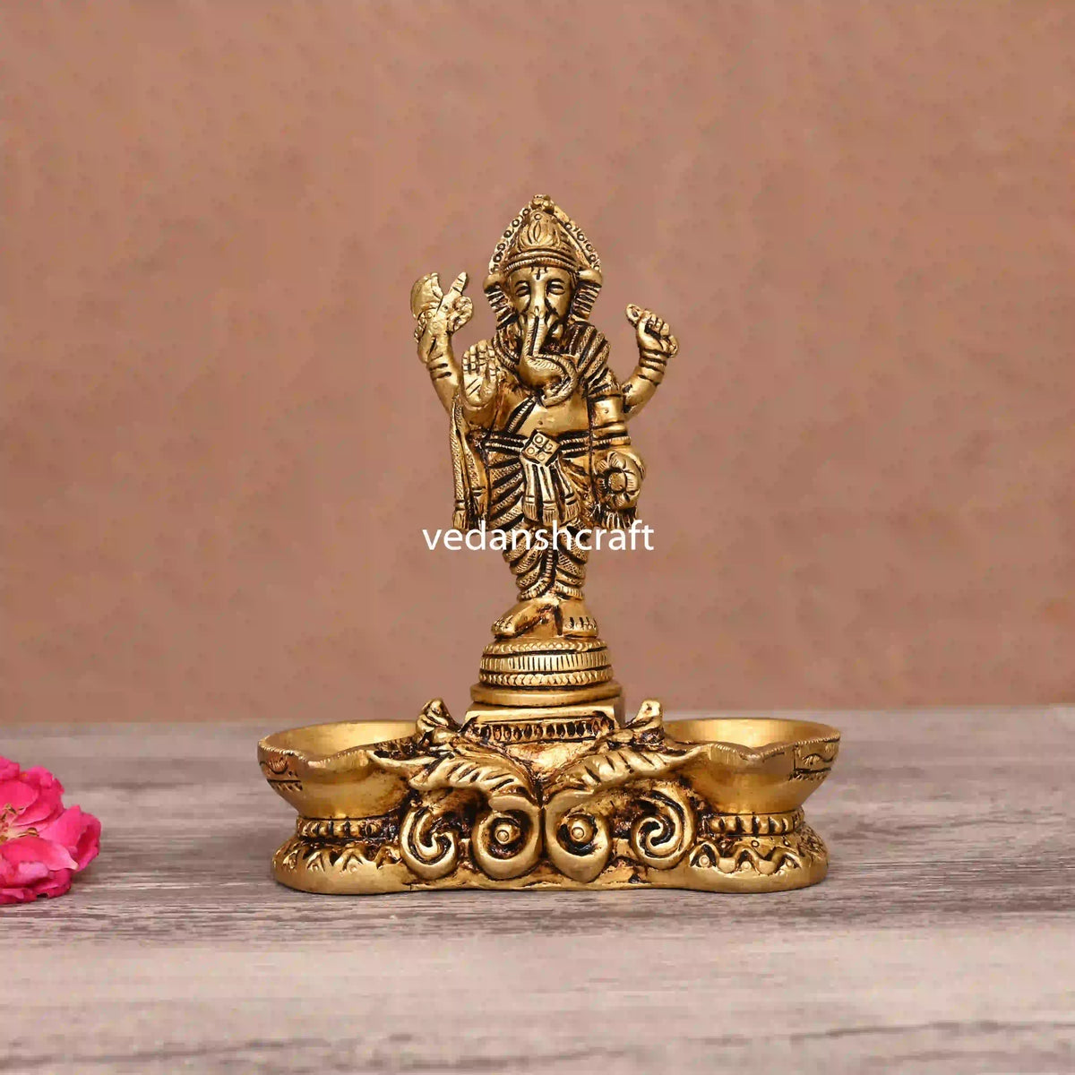 Brass Blessing Ganesha Diya (5.5 Inch) Vedansh Craft