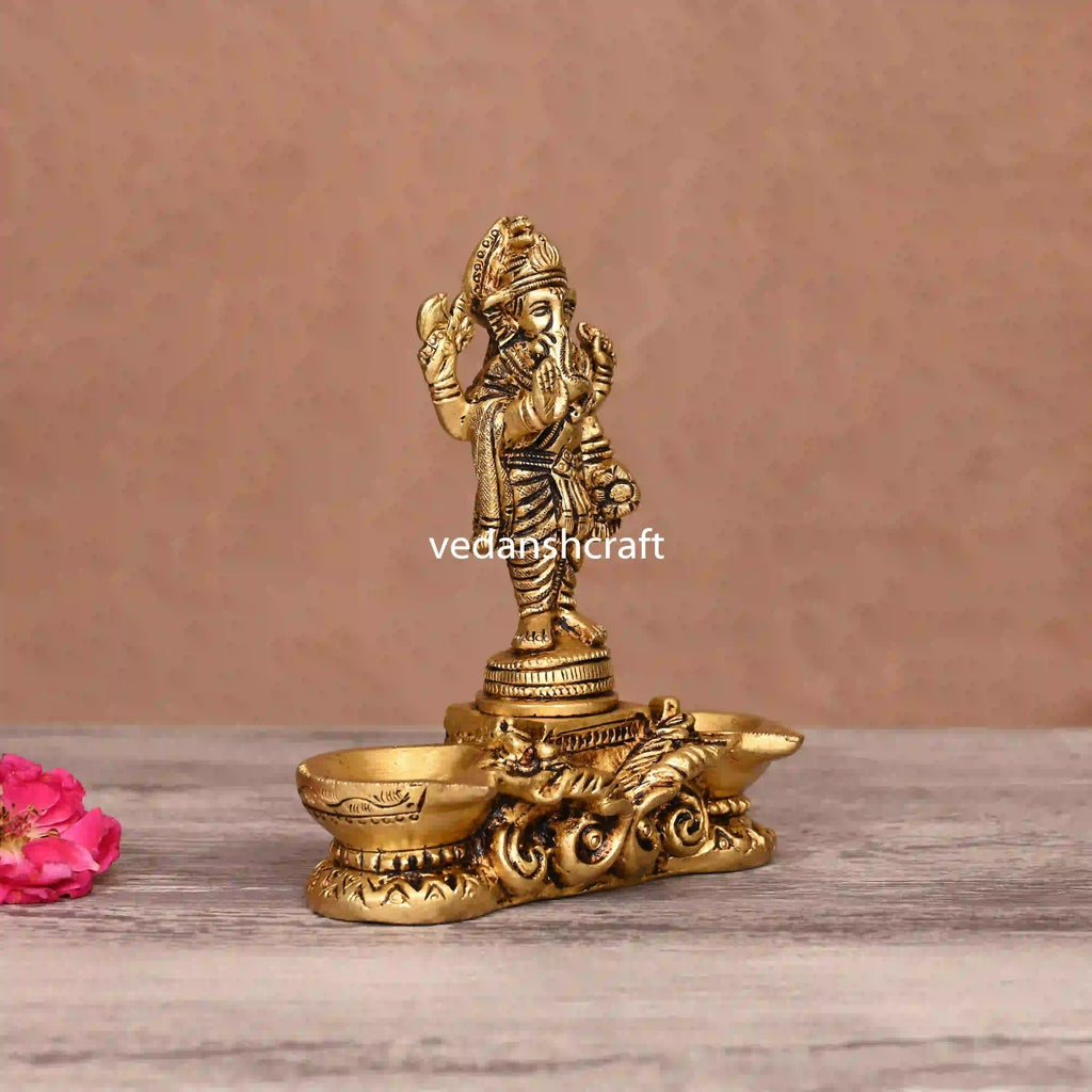Brass Blessing Ganesha Diya (5.5 Inch) Vedansh Craft