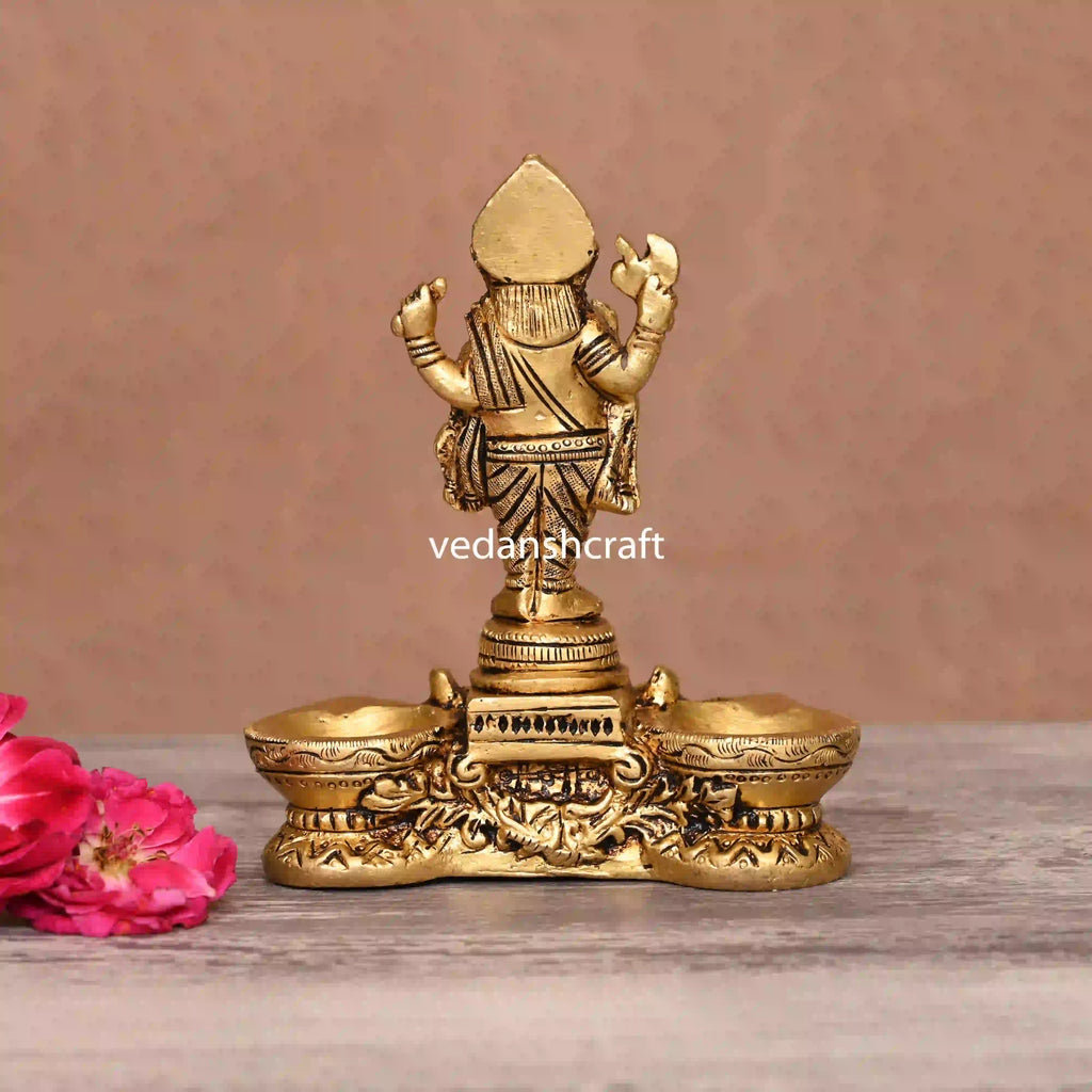 Brass Blessing Ganesha Diya (5.5 Inch) Vedansh Craft