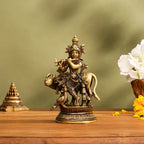 Brass Standing Krishna With Cow Idol (5.5 Inch) Vedansh Craft