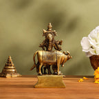 Brass Standing Krishna With Cow Idol (5.5 Inch) Vedansh Craft