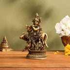 Brass Standing Krishna With Cow Idol (5.5 Inch) Vedansh Craft