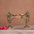 Brass Ethnic Peacock Samai/Lamp Pair (7.5 Inch) Vedansh Craft