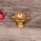 Brass Ethnic Hand carved Diya With Handle (2.5 Inch) Vedansh Craft