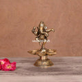 Brass Dancing Ganesha Five Petal Diya (5.5 Inch) Vedansh Craft