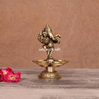 Brass Dancing Ganesha Five Petal Diya (5.5 Inch) Vedansh Craft