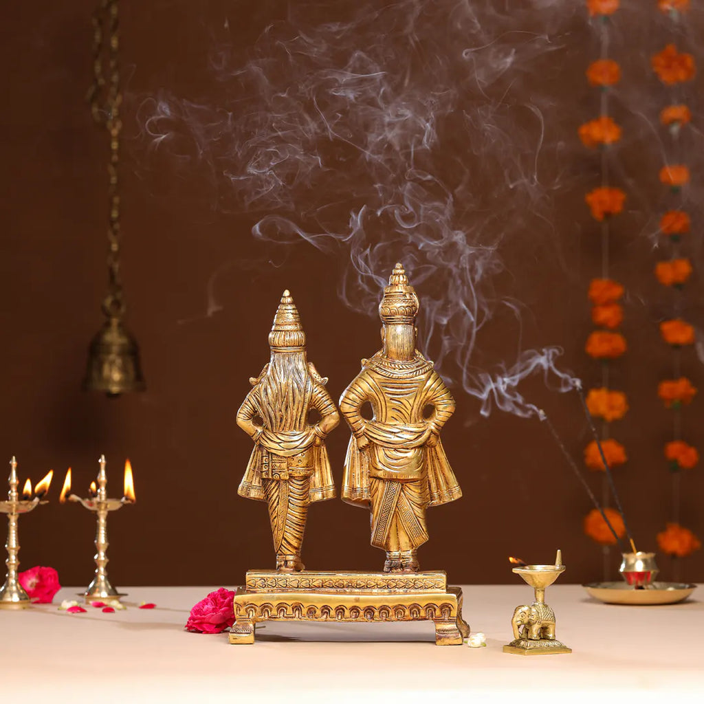 Brass Vitthal Rukmini Statue (13.5 Inch) Vedansh Craft