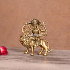 Brass Goddess Durga Sitting On Lion Idol (5"Inch) Vedansh Craft