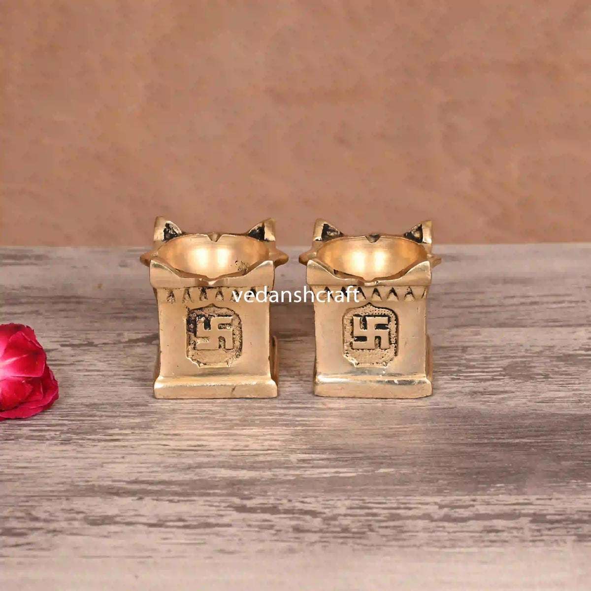 Brass Tulsi Diya Pair (1.9 Inch) Vedansh Craft