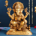 Brass Superfine Lord Sitting Ganesha Idol (17.5 Inch) Vedansh Craft