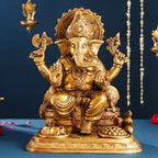 Brass Superfine Lord Sitting Ganesha Idol (17.5 Inch) Vedansh Craft