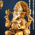 Brass Superfine Lord Sitting Ganesha Idol (17.5 Inch) Vedansh Craft