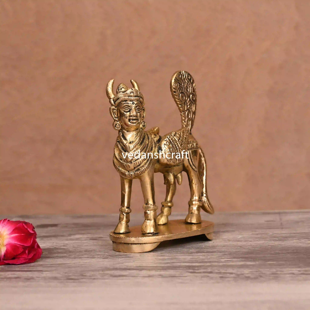Brass Kamdhenu Cow Idol (4.5 Inch) Vedansh Craft