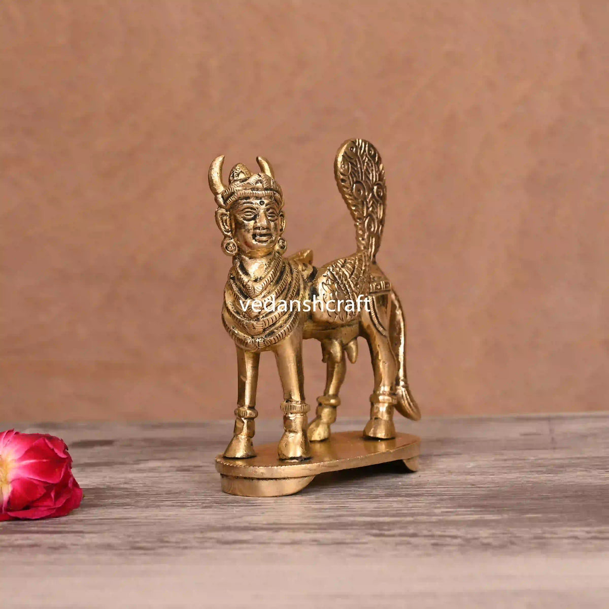 Brass Kamdhenu Cow Idol (4.5 Inch) Vedansh Craft