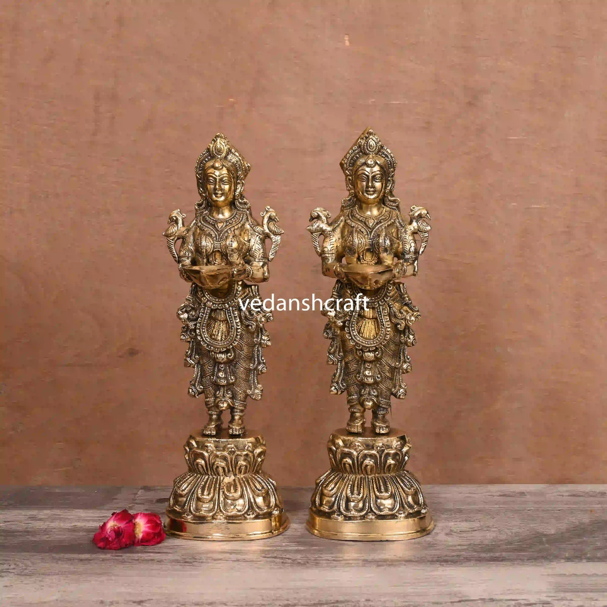 Brass Standing Deep Lakshmi Pair (15 Inch) Vedansh Craft