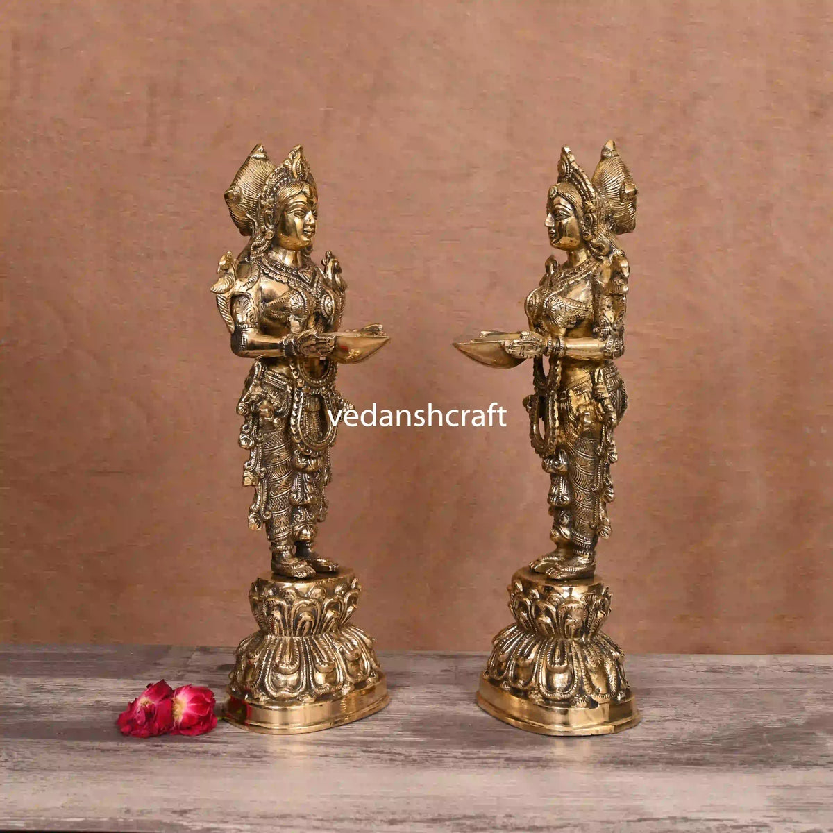 Brass Standing Deep Lakshmi Pair (15 Inch) Vedansh Craft