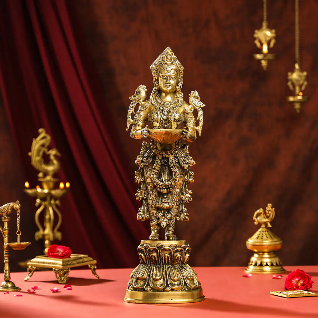 Brass Deep Standing Lakshmi Idol (20 Inch) Vedansh Craft
