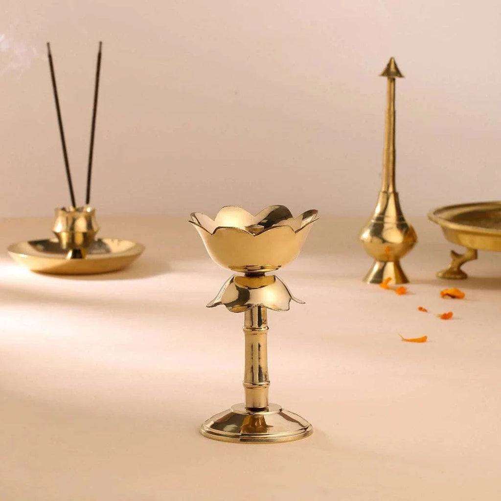 Brass Akhand Lotus Diya Vedansh Craft