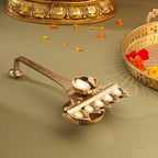 Brass Traditional Panch Aarti With Handle (10.5 Inch) Vedansh Craft