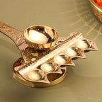 Brass Traditional Panch Aarti With Handle (10.5 Inch) Vedansh Craft