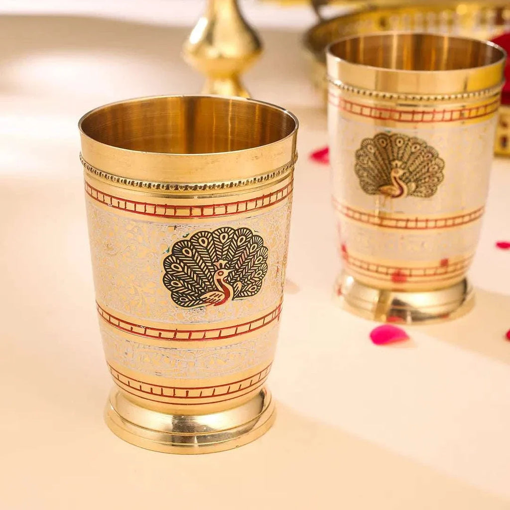 Brass Hand Painted Glass Pair Vedansh Craft