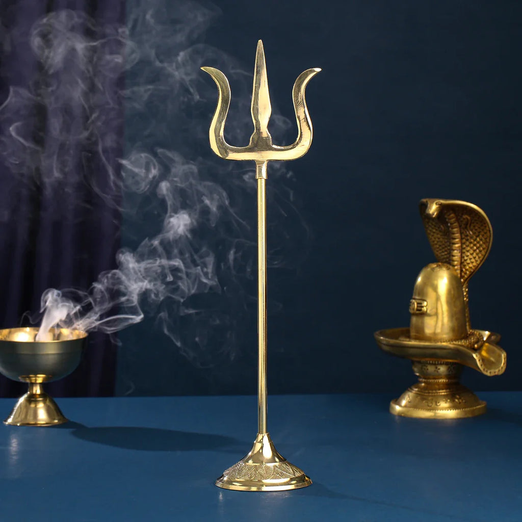 Brass Sacred Trishul (10.5 Inch) Vedansh Craft