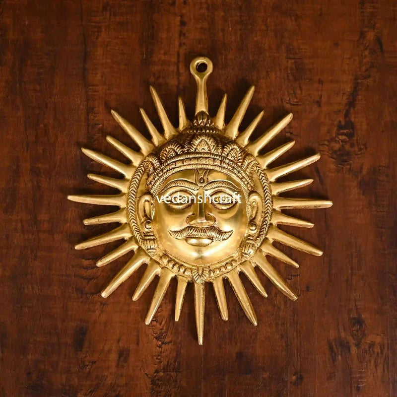 Brass Sun Face Wall Hanging (9 Inch) Vedansh Craft