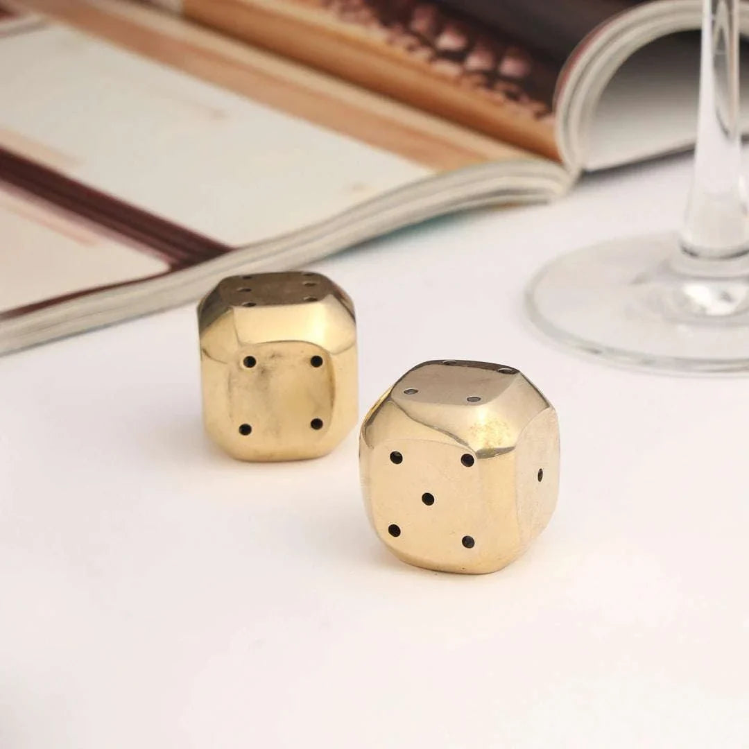 Brass Multi Purpose Dice Pair (1.2 Inch) Vedansh Craft