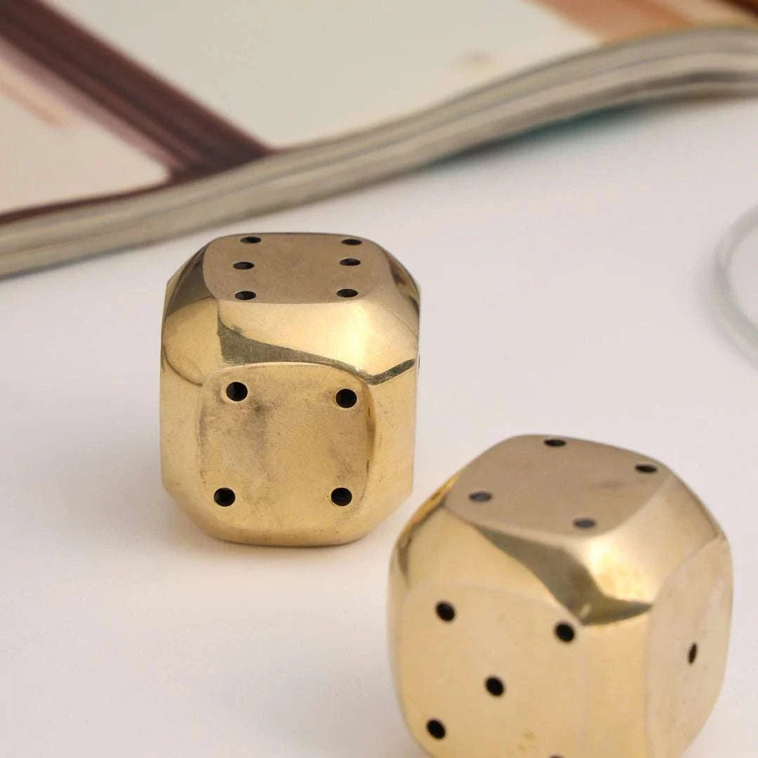 Brass Multi Purpose Dice Pair (1.2 Inch) Vedansh Craft