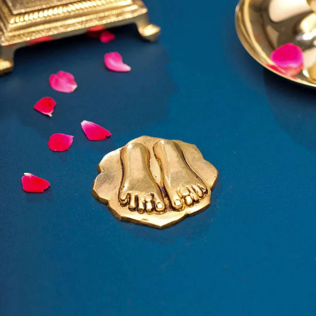 Brass Charan Paduka (2.8 Inch) Vedansh Craft