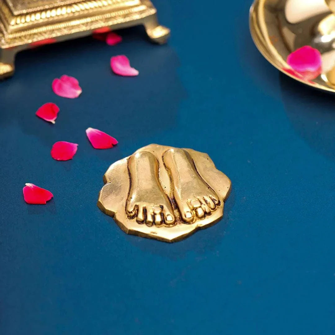 Brass Charan Paduka (2.8 Inch) Vedansh Craft