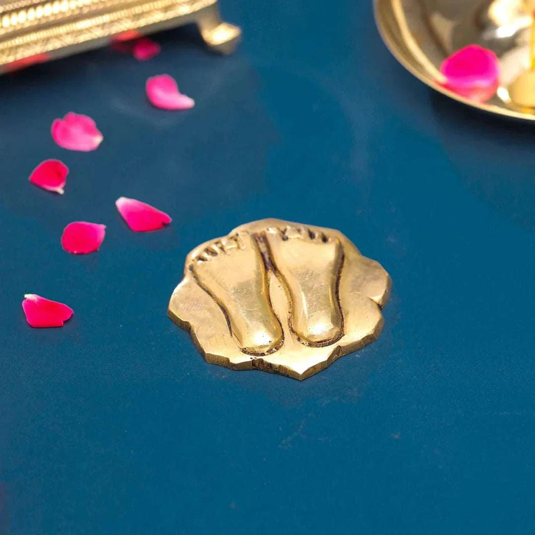 Brass Charan Paduka (2.8 Inch) Vedansh Craft