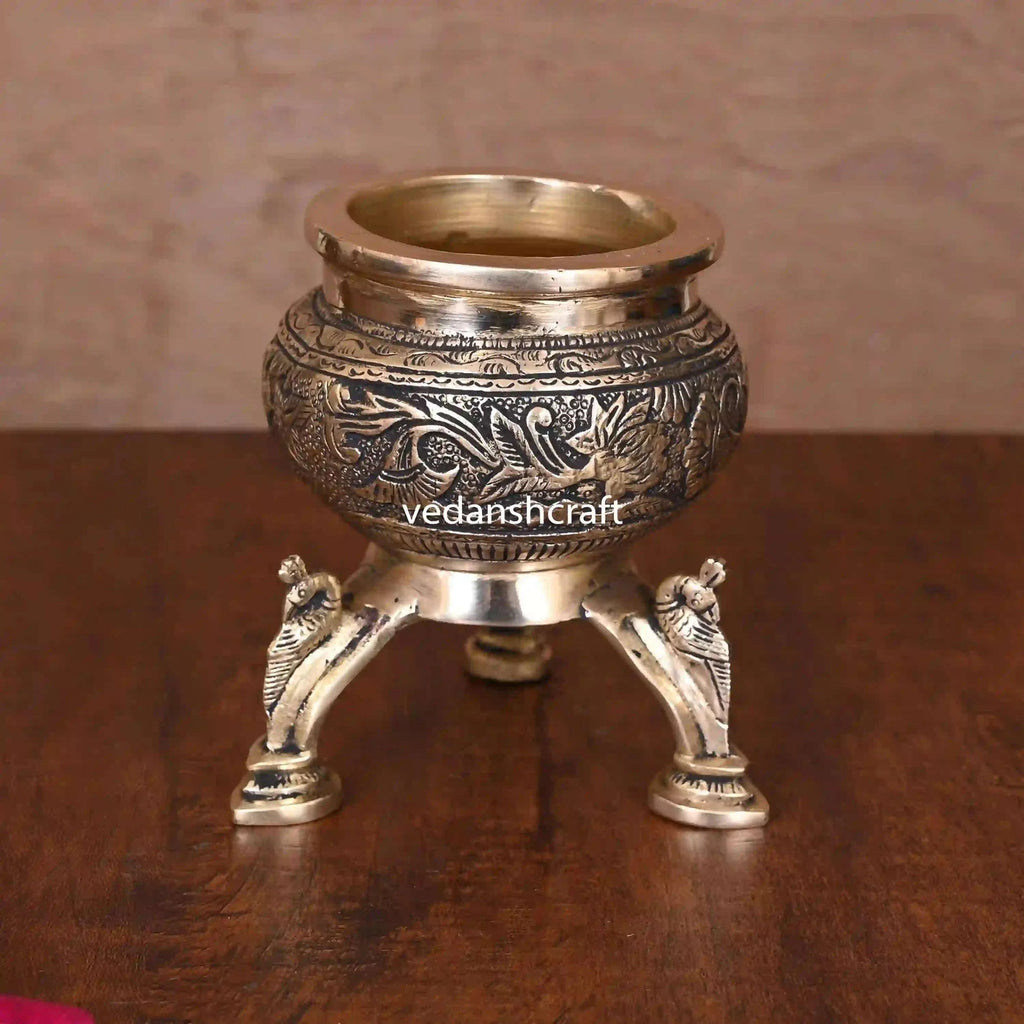 Brass Ganga Kalash with Stand – 4.5 Inch | Sacred Puja Vessel Vedansh Craft